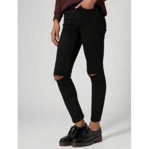 Topshop PETITE Ripped Black Jamie Jeans